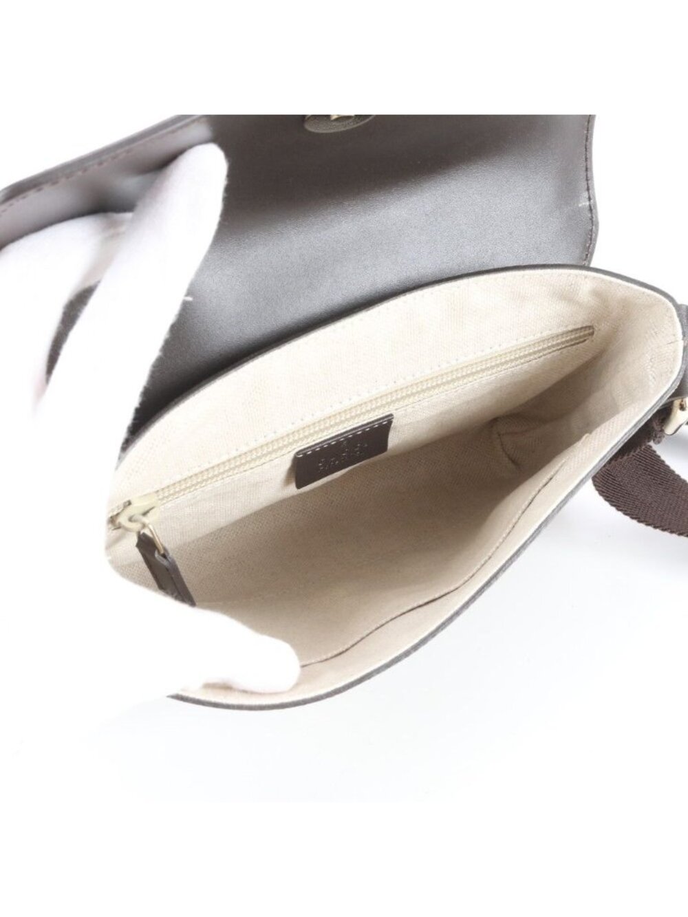 Gucci GG Supreme Leather Shoulder Bag Crossbody Brown Color Rne - Picture 7 of 9